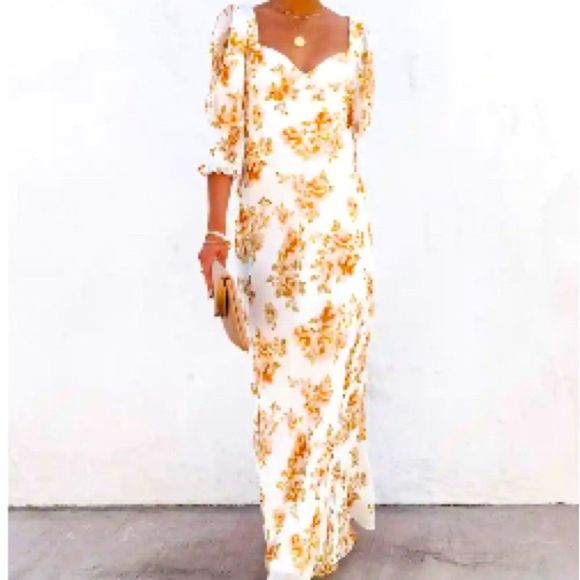 ✨NWOT✨VICI✨FLORAL PUFF SLEEVE OPEN BACK MAXI DRESS - Picture 8 of 11